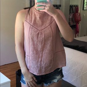 Pink Eyelet Tank